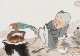 【已售】曹建濤 三尺《春水煎茶》 獨具特色水墨人物畫家