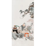【已售】曹建濤 三尺《春水煎茶》 獨具特色水墨人物畫家