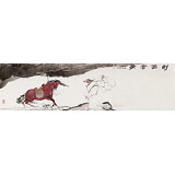 曹建濤 六尺對(duì)開《對(duì)酒當(dāng)歌》 獨(dú)具特色水墨人物畫家