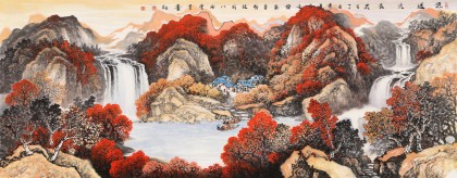 【已售】蔣元發 小六尺《源遠流長》 廣西著名山水畫家
