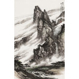 【已售】鄒本財 四尺三開《擎天一柱出云瑞》 公主嶺市美協(xié)常務副主席