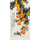 【已售】黃藝 四尺招財(cái)吉祥掛畫 《閑時(shí)喝酒畫葫蘆》