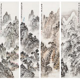 【已售】庾超然 四條屏《四季山水》 黃鶴樓書畫院院長(zhǎng)