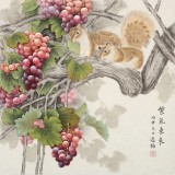 趙逸梅 四尺斗方《紫氣東來》 著名工筆畫家