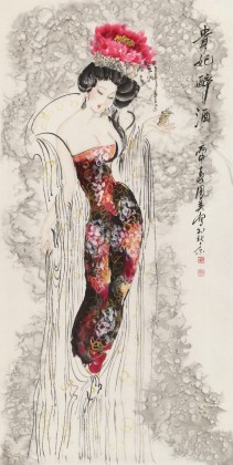 【已售】李鳳英 四尺《貴妃醉酒》 北京美協會員