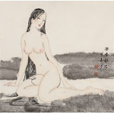 【已售】李鳳英 四尺斗方《凝情靜思》 北京美協會員