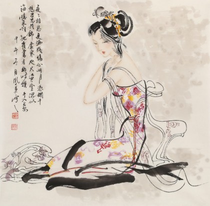 【已售】李鳳英 四尺斗方《夜夜相思更漏殘》 北京美協會員