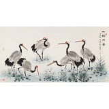 朱祖義 四尺《六鶴同春》 中國老子書畫院副院長