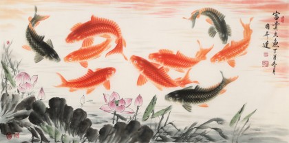 【已售】周升達 四尺《富貴久魚》 中國畫院國畫組長（詢價）
