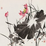 【已售】苗雨 四尺斗方《荷韻幽香》 遼寧工美教授 師從吳冠中