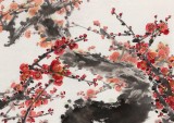 鄒本財 四尺斗方《紅梅報春》  公主嶺市美協常務副主席
