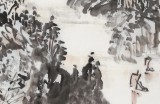 庾超然 四尺三開《秋江歸帆圖》 黃鶴樓書畫院院長