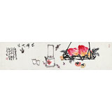 【已售】曲逸之 四尺對開《茶禪同味》 河南省著名花鳥畫家