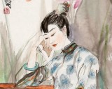 曹建濤 《讀書荷塘上》獨具特色水墨人物畫家