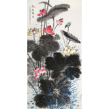 朱祖義 四尺荷花圖《荷韻凝香》 中國老子書畫院副院長