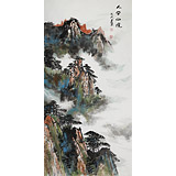 焦建榮 四尺《人間仙境》 彩墨山水