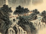 【已售】何實 四尺三開《山中一夜雨》 吉林著名山水畫家