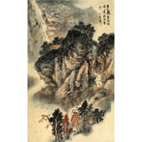 何實(shí) 四尺三開《百丈飛泉》 吉林著名山水畫家