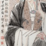 梁健 畫戲《一支花凝晨露》 當代百杰畫家 代表作花旦題材