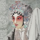 梁健 畫戲《國色天香》 當(dāng)代百杰畫家 中美協(xié)會(huì)員 代表作花旦題材