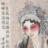 梁健 畫戲《一支花凝晨露》 當代百杰畫家 代表作花旦題材