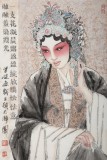 梁健 畫戲《一支花凝晨露》 當代百杰畫家 代表作花旦題材