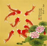 【已售】凌雪 四尺斗方《年年有余》 北京美協會員