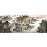 【已售】何華賢 小六尺《江山平遠入新秋》 潁淮書畫名家