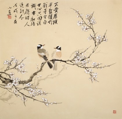 皇甫小喜 四尺斗方《傲骨迎春》 河南著名花鳥畫家