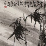 陳丹暉 四尺精品《雨中聽竹知秋意》 江蘇省美協(xié)會(huì)員 清華美院助教