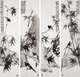 陳丹暉 四條屏《墨竹》 江蘇省美協(xié)會員 清華美院助教（微信詢價(jià)）