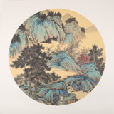 吳顯剛卡紙團扇《高士游山圖》 貴州七星關美協主席