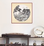吳顯剛卡紙團(tuán)扇《山間論道圖》 保留不上架