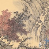 吳顯剛 卡紙團扇《觀瀑圖》 貴州七星關美協主席
