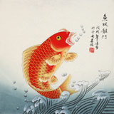 【已售】凌雪 三尺斗方《魚(yú)躍龍門(mén)》 北京美協(xié)會(huì)員