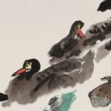 【已售】王永剛 四尺斗方《荷塘鴨趣》 國家一級美術師