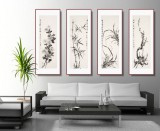 【已售】何華賢 三尺條屏《梅蘭竹菊》 潁淮書畫名家