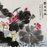 朱祖義 小六尺荷花《盛夏荷風》 中國老子書畫院副院長
