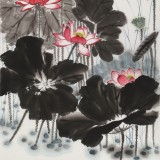 朱祖義 三尺荷花圖《香遠(yuǎn)溢清》 中國(guó)老子書(shū)畫(huà)院副院長(zhǎng)