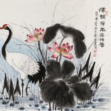 朱祖義 荷花《仙韻荷風滿塘馨》 中國老子書畫院副院長