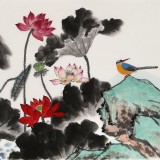 朱祖義 小六尺荷花《映日荷花別樣紅》 中國(guó)老子書畫院副院長(zhǎng)