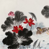 朱祖義 小六尺荷花《盛夏荷風》 中國老子書畫院副院長