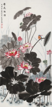 朱祖義 三尺荷花圖《香遠(yuǎn)溢清》 中國(guó)老子書(shū)畫(huà)院副院長(zhǎng)