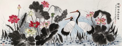 朱祖義 荷花《仙韻荷風滿塘馨》 中國老子書畫院副院長