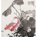 梁景欣 四尺斗方《連年有余》 學(xué)院派畫家