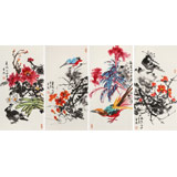 邢書波 四條屏《春夏秋冬》 中美協會員 清華美院創作班導師（詢價）