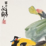 【已售】王永剛 四尺斗方《荷塘雙棲》 78歲國家一級美術師 太行畫院院長