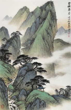【已售】劉金河 四尺三開《云橫翠嶺》 中美協會員 國家畫院畫家
