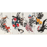 邢書波 四條屏《福壽圖》 中美協會員 清華美院創作班導師（詢價）