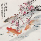 【已售】梁景欣 四尺斗方《魚(yú)樂(lè)圖》 學(xué)院派畫(huà)家